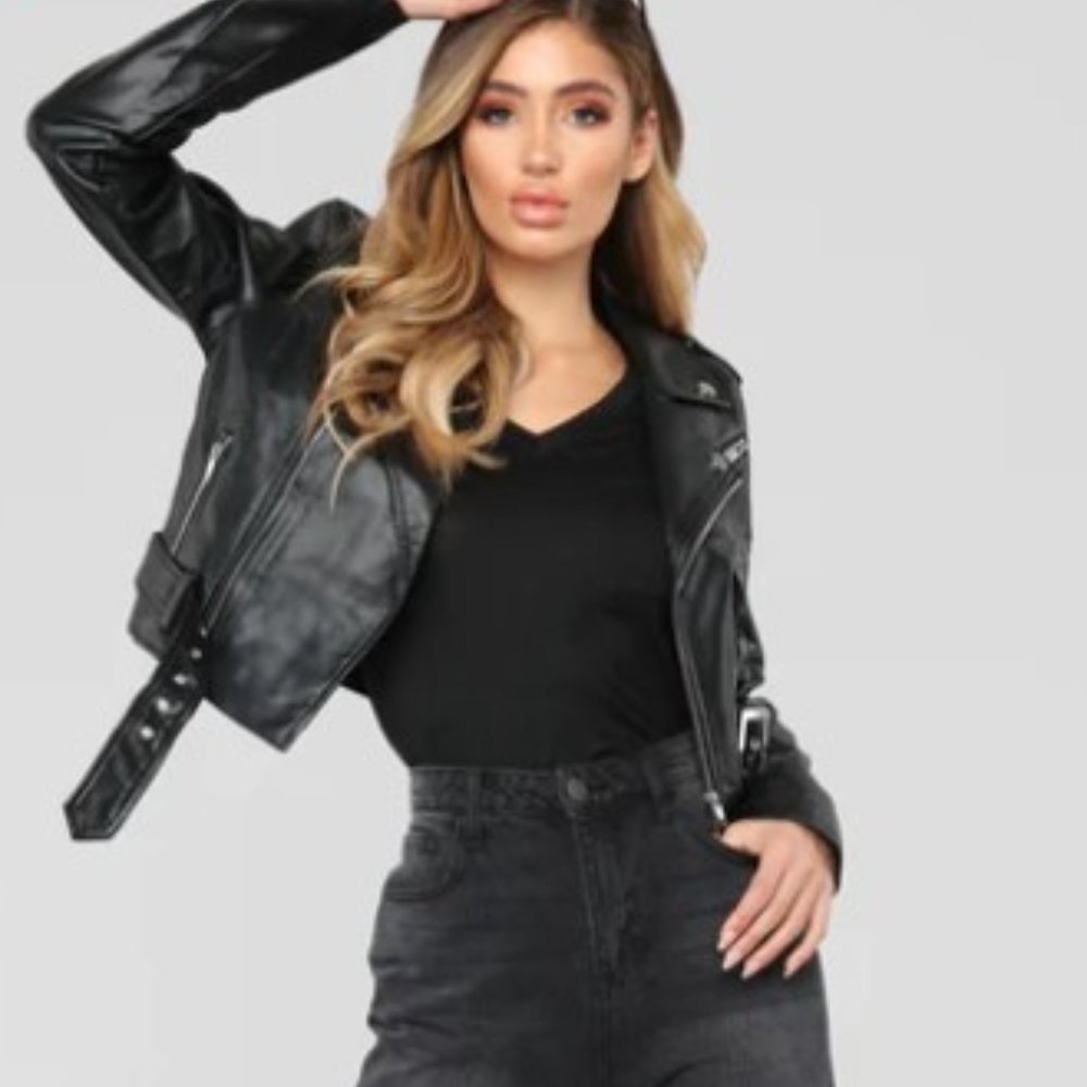 Remind Me Later Faux Leather Jacket - Black